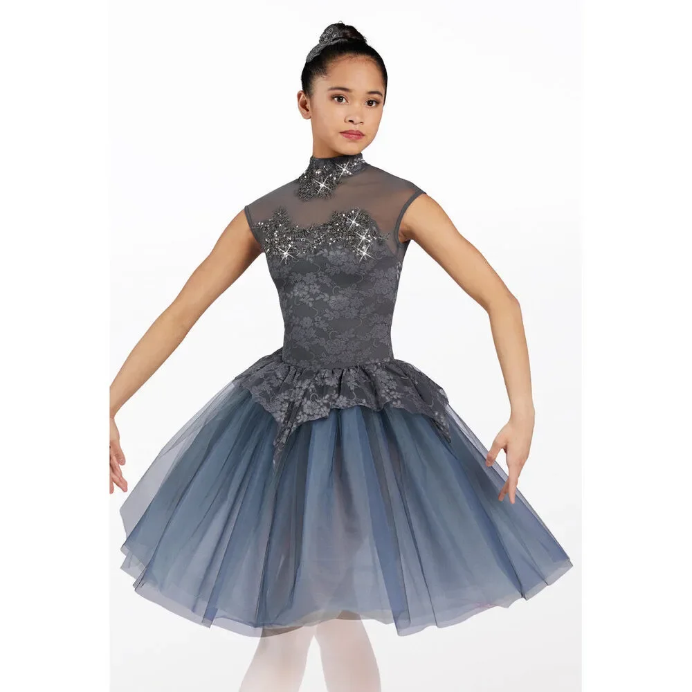 Pre-Owned Dance Costume Weissman 12879 Medium Child Blue Lace Overlay Ballet